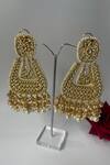 Shop_Studio6 Jewels_Gold Plated Kundan Pearl Embellished Earrings _at_Aza_Fashions