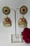 Shop_Studio6 Jewels_Gold Plated Stone Kundan Embellished Jhumkas _at_Aza_Fashions