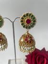 Studio6 Jewels_Gold Plated Stone Kundan Embellished Jhumkas _Online_at_Aza_Fashions