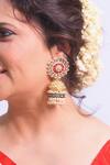 Buy_Studio6 Jewels_Multi Color Kundan Floral Carved Jhumkas _at_Aza_Fashions