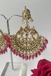 Studio6 Jewels_Pink Stone Floral Bead Tassel Chandbalis _Online_at_Aza_Fashions