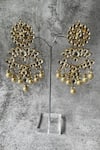 Shop_Studio6 Jewels_Gold Plated Stone Lotus Vine Embellished Earrings _at_Aza_Fashions