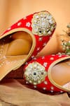 Buy_Amaryllis For Her_Red Sequin Mahnoor Embroidered Juttis _Online_at_Aza_Fashions