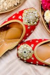 Amaryllis For Her_Red Sequin Mahnoor Embroidered Juttis _at_Aza_Fashions