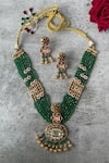 Buy_Studio6 Jewels_Multi Color Stone Studded Bead Layered Temple Necklace Set _at_Aza_Fashions