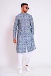 Buy_studio error_Blue Cotton Silk Printed Abstract Straight Kurta _at_Aza_Fashions