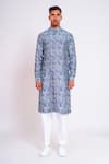 Shop_studio error_Blue Cotton Silk Printed Abstract Straight Kurta _Online_at_Aza_Fashions