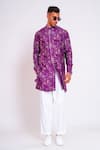 Buy_studio error_Purple Cotton Silk Printed Splash Pattern Short Kurta _Online_at_Aza_Fashions