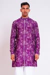 studio error_Purple Cotton Silk Printed Splash Pattern Short Kurta _at_Aza_Fashions