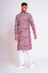 studio error_Purple Cotton Silk Printed Glitch Pattern Kurta _Online_at_Aza_Fashions