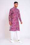 Buy_studio error_Purple Cotton Silk Printed Glitch Pattern Kurta _Online_at_Aza_Fashions