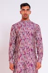 Shop_studio error_Purple Cotton Silk Printed Glitch Pattern Kurta _Online_at_Aza_Fashions