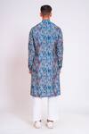 Shop_studio error_Blue Cotton Silk Printed Glitch Wavey Pattern Kurta _at_Aza_Fashions