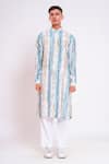 studio error_White Cotton Silk Printed Texture Paint Brush Kurta _at_Aza_Fashions