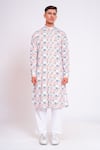 studio error_White Cotton Satin Printed Wave Pattern Kurta _at_Aza_Fashions