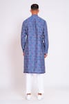 Shop_studio error_Blue Cotton Satin Printed Glitch Stripe Kurta _at_Aza_Fashions