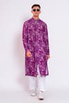 Buy_studio error_Purple Cotton Silk Printed Chalk Texture Kurta _at_Aza_Fashions