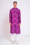 Buy_studio error_Purple Cotton Silk Printed Chalk Texture Kurta _Online_at_Aza_Fashions