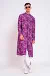 Shop_studio error_Purple Cotton Silk Printed Chalk Texture Kurta _Online_at_Aza_Fashions