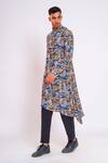 Buy_studio error_Black Cotton Silk Printed Line Abstract Checks Kurta _Online_at_Aza_Fashions