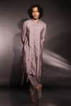 Buy_studio error_Grey Cotton Silk Pintucks Short Track Kurta _at_Aza_Fashions