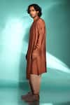 Buy_studio error_Orange Cotton Silk Solid Cut-out Hem Kurta _Online_at_Aza_Fashions