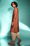 Shop_studio error_Orange Cotton Silk Solid Cut-out Hem Kurta _Online_at_Aza_Fashions