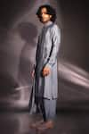 Buy_studio error_Grey Cotton Silk Solid Draped Kurta _Online_at_Aza_Fashions