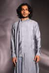 studio error_Grey Cotton Silk Solid Draped Kurta _at_Aza_Fashions