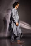 Buy_studio error_Grey Cotton Silk Solid Layered Drape Kurta _Online_at_Aza_Fashions