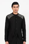 Shop_studio error_Black Cotton Silk Woven Zari Double Layered Panel Kurta _Online_at_Aza_Fashions