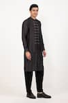 studio error_Black Cotton Silk Patchwork Long Layered Panel Kurta _at_Aza_Fashions