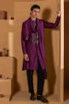 Buy_studio error_Purple Cotton Silk Zari Draped Long Kurta _at_Aza_Fashions