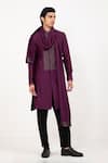 studio error_Purple Cotton Silk Zari Draped Long Kurta _Online_at_Aza_Fashions