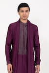 Shop_studio error_Purple Cotton Silk Zari Draped Long Kurta _Online_at_Aza_Fashions