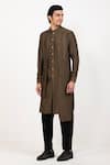 studio error_Green Cotton Silk Solid Asymmetric Layered Kurta _Online_at_Aza_Fashions