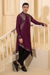 Buy_studio error_Purple Cotton Silk Woven Zari Metallic Asymmetric Kurta _at_Aza_Fashions