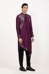 studio error_Purple Cotton Silk Woven Zari Metallic Asymmetric Kurta _Online_at_Aza_Fashions