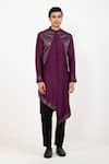 Buy_studio error_Purple Cotton Silk Woven Zari Metallic Asymmetric Kurta _Online_at_Aza_Fashions