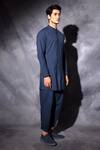 Buy_studio error_Blue Cotton Threadwork Panel Short Kurta _Online_at_Aza_Fashions