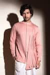 studio error_Pink Cotton Satin Solid Side Pleated Drape Short Kurta _at_Aza_Fashions