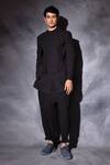 Buy_studio error_Black Handwoven Cotton Embroidered Thread Bandhgala _at_Aza_Fashions