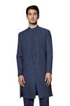 Shop_studio error_Blue Handwoven Cotton Double Layered Sherwani _Online_at_Aza_Fashions