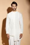 studio error_Off White Cotton Hand Embroidered Thread Asymmetric Kurta _Online_at_Aza_Fashions