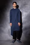 Buy_studio error_Blue Cotton Solid Cross Layer Draped Kurta _at_Aza_Fashions