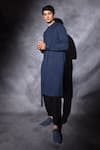 studio error_Blue Cotton Solid Cross Layer Draped Kurta _Online_at_Aza_Fashions