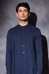 studio error_Blue Cotton Embroidered Thread Contrasting Hand Layered Kurta _Online_at_Aza_Fashions