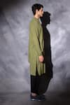 studio error_Green Cotton Solid Front Cross Layered Kurta _Online_at_Aza_Fashions