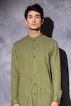 Buy_studio error_Green Cotton Solid Front Cross Layered Kurta _Online_at_Aza_Fashions