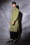 studio error_Green Cotton Solid Front Cross Layered Kurta _at_Aza_Fashions